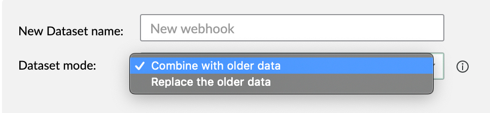 Create Webhook Dataset