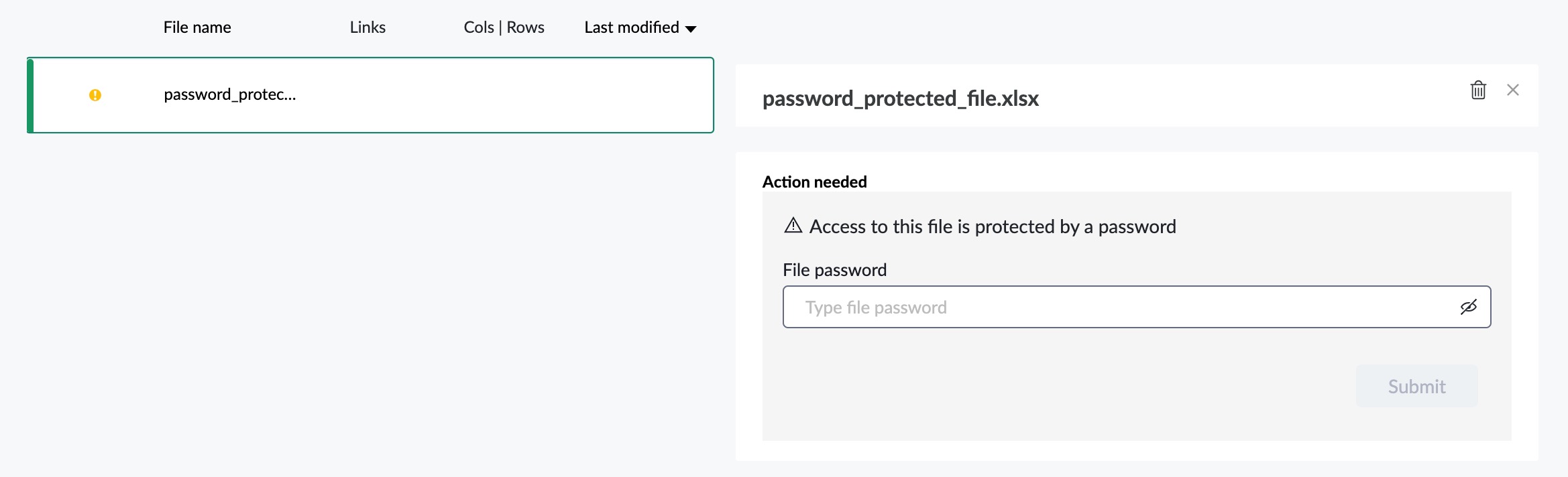 password protected file upload