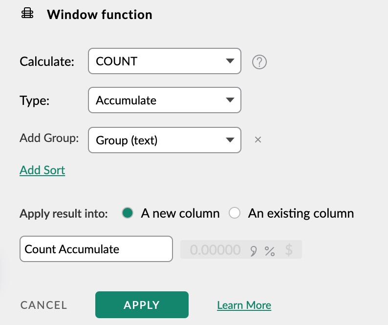 Calculating Count configuration